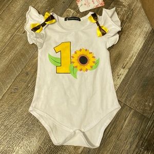 Baby sunflower 1st birthday onesie